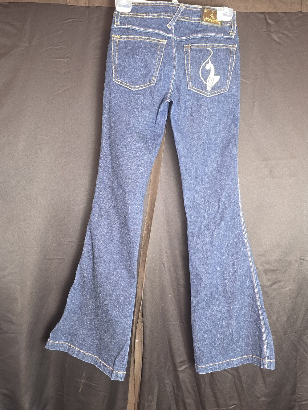 Baby Phat Flare Jeans Womens 0 Dark Wash Y2K Bootcut Cat Logo Denim